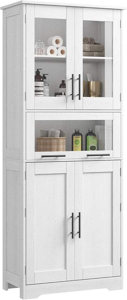 IDEALHOUSE 67" H Tall Bathroom Storage Cabinets with Drawer, White | Modern Freestanding Cabinet with Doors & Adjustable Shelves, Bathroom, Dining Room, Kitchen & Pantry, Laundry, Narrow Corner