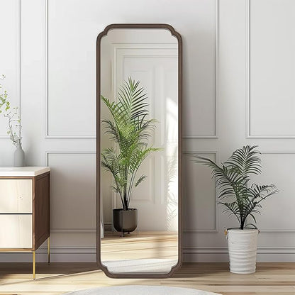 WallBeyond Full Length Mirror Wall Mounted 65"x22", Rustic Wooden Frame Floor Mirror, Large Full Body Mirror for Bedroom, Leaning or Hanging Against Wall (Walnut Solid Wood)