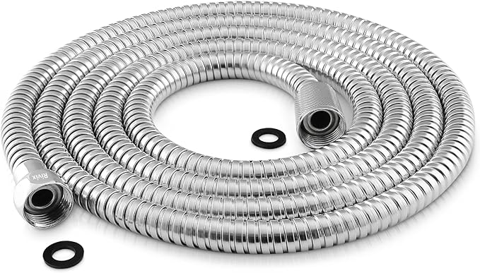 90 Inch Extra Long Stainless Steel Shower Hose - Flexible & Wear-Resistant with Chrome shower head with hose Plated Nut & Insert