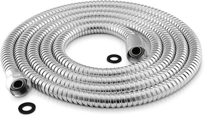 90 Inch Extra Long Stainless Steel Shower Hose - Flexible & Wear-Resistant with Chrome shower head with hose Plated Nut & Insert