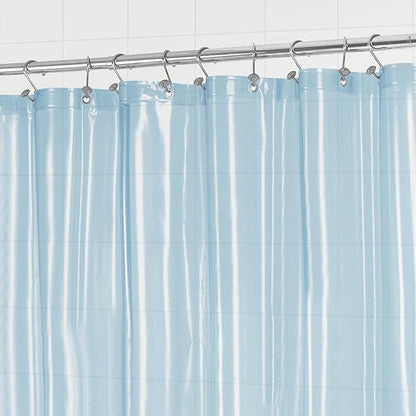 Barossa Design Extra Long Clear Blue Shower Curtain Liner with 3 Magnets - 72" x 84" XL, Waterproof PEVA Lightweight Shower Liner for Bathroom, PVC Free, Metal Grommets - Clear Blue, 72x84