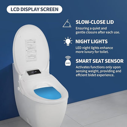 CCV Electric Bidet Toilet Seat with Remote Control, Elongated, Heated Thermostatic Warm Water Bidet with Dryer, Kids Model, Rear and Front Wash, Slow Closes, Night Light