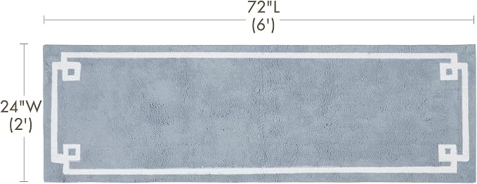 Madison Park Evan 100% Cotton Bath Runner Plush Absorbent, 24" x 72", Blue | Non-slip Backing, OEKO TEX, Luxurious Tufted Plush Bath Rug for Bathroom, Quick Dry, Spa Design Decorative for Shower Room