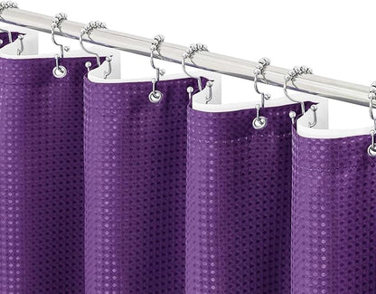 3 in 1 Purple Shower Curtain with PEVA Liner, 12 Hooks, 72x72 | Luxury Weighted Fabric Shower Curtain Set, 12 Stainless Steel Double-Sided Hooks, Water Repellent, Bathroom Decor
