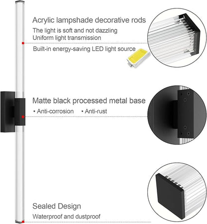 Ralbay Black 40inch Bathroom Vanity Lights Fixtures Over Mirror 32W Modern LED Modern LED Matte Black Vanity Light for Bathroom(5500K White Light)