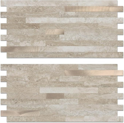 Yipscazo 40 Sheets PVC Wall Tiles Stick on Tiles for Backsplash Kitchen, Bathroom, Laundry Room, Camper, Fireplace (6'' X 12'', Rock)