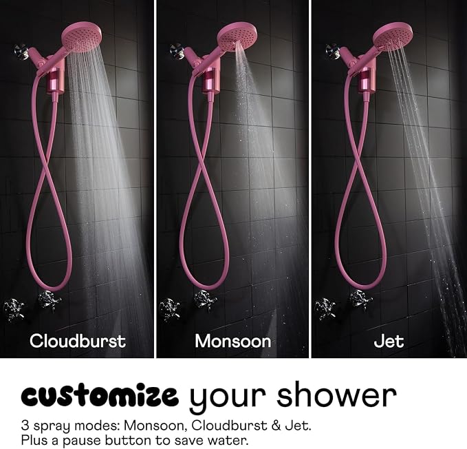 Sproos - Handheld Showerhead, High Performance Filtration System for Healthier Hair and Skin, Extra Long 70 Inch Hose, 3 Customized Spray Functions, 6 Colors (Red, Shower Filter Set)