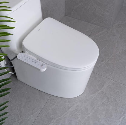 Aquatiz Elongated Smart Toilet Seat, Electronic Heated Toilet Seat, Self-Cleaning Nozzle, Temperature Controlled Wash, Air Dryer, Deodorizer, LED Light, Multi-mode Wash, (Panel Control)