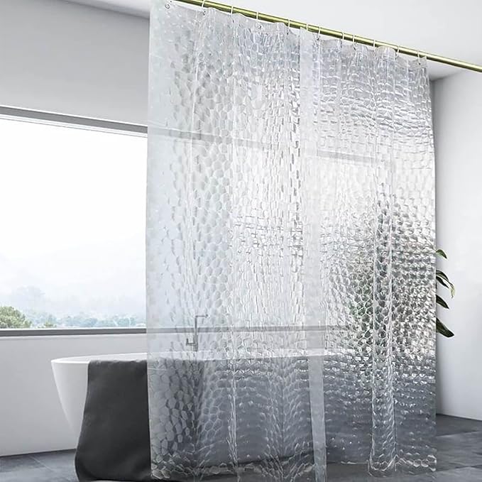 Clear Shower Curtain Liner, 100% Waterproof EVA 3D Shower Curtains with 3 Duty Heavy Bottom Magnets and 12 Rust Proof Grommets, 72x72 Weighted Shower Liner for Shower Stall, Bathtubs