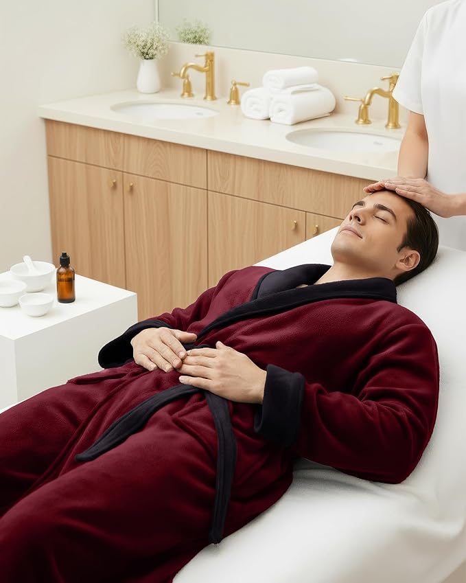 NY Threads Mens Robe, Luxury Plush Fleece Mens Bathrobe, Spa Bath Robe for Men