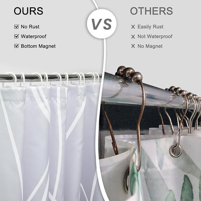 Striped Shower Curtain for Bathroom, Ombre Purple, 72" W x 72" L | with Hooks, Modern Hotel Style, Water Repellent, Washable, Weighted Hem