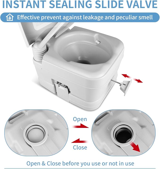 YITAHOME Portable Toilet, Camping Travel RV Potty, 2.6 Gallon Detachable Waste Tank, Double Water Spouts, Portable Toilet for Camping, Hiking, Hunting, Boating, Gray