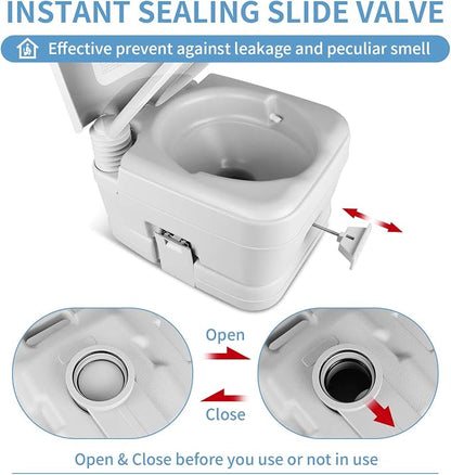 YITAHOME Portable Toilet, Camping Travel RV Potty, 2.6 Gallon Detachable Waste Tank, Double Water Spouts, Portable Toilet for Camping, Hiking, Hunting, Boating, Gray