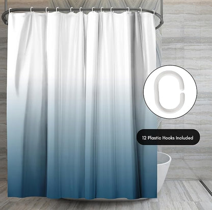 Americanflat 71x74 Light Blue Ombre Shower Curtain - Water-Resistant Long Shower Curtain with Durable Grommets and 12 Hooks - 100% Polyester