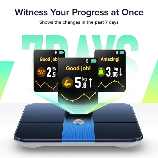 RunStar Scale for Body Weight, Precision Digital Bathroom Smart Scale with 3.5" TFT Color Large Display for BMI Muscle Mass Heart Rate, 22 Body Composition Analyzer Sync APP, 400lb