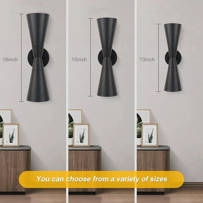 Wall Sconces Set of Two, Bathroom Sconces Lighting 13 inch Black Modern Sconces Wall Decor Set of 2 Indoor Wall Light Fixtures for Living Room Hallway Staircase Bedroom Hardwired