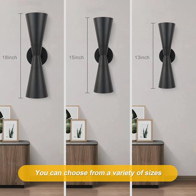 Wall Sconce Bathroom Sconces Lighting, 18 inch Black Modern Sconces Up Down Lights Wall Decor Indoor Wall Light Fixtures for Living Room Hallway Staircase Bedroom Hardwired