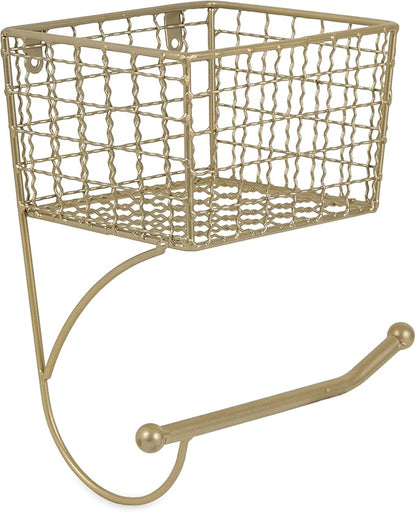 DII Rustic Farmhouse Bathroom Décor, Metal Storage, Toilet Paper Holder, Gold