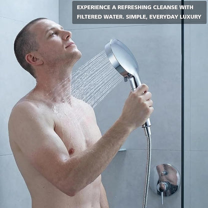 Filtered Shower Head with Handheld High Pressure 3 Spray Mode Showerhead | Detachable Shower Head Water Softener Filters Beads for Hard Water Remove Chlorine (Chrome)