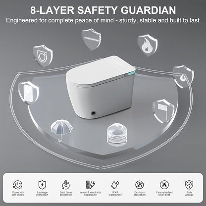 Smart Toilet with Bidet Heated Seat Auto Flush & Soft-Close Seat/Lid | Tankless Electric One Piece Toilets for Bathroom with Foot Sensor Warm Water Wash&Air Dry Siphon Dual Flush 0.8/1.2 GPF