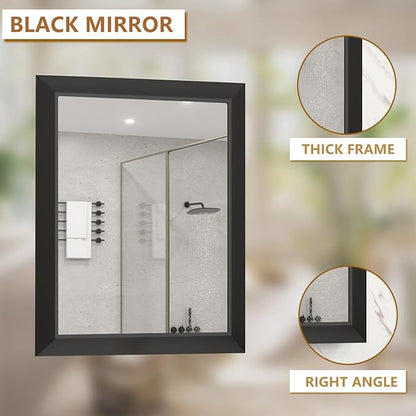 SMIROR 40x36 Matte Black Bathroom Vanity Mirror for Over Sink | Metal Wide Frame, Rectangle, Right- Angle Corner, Anti-Rust, Horizontally or Vertically Wall- Mounted for Home Remodel