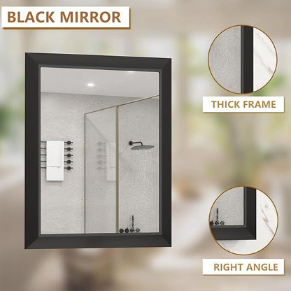 SMIROR 48x36 Matte Black Bathroom Vanity Mirror for Over Sink | Metal Wide Frame, Rectangle, Right- Angle Corner, Anti-Rust, Horizontally or Vertically Wall- Mounted for Home Remodel