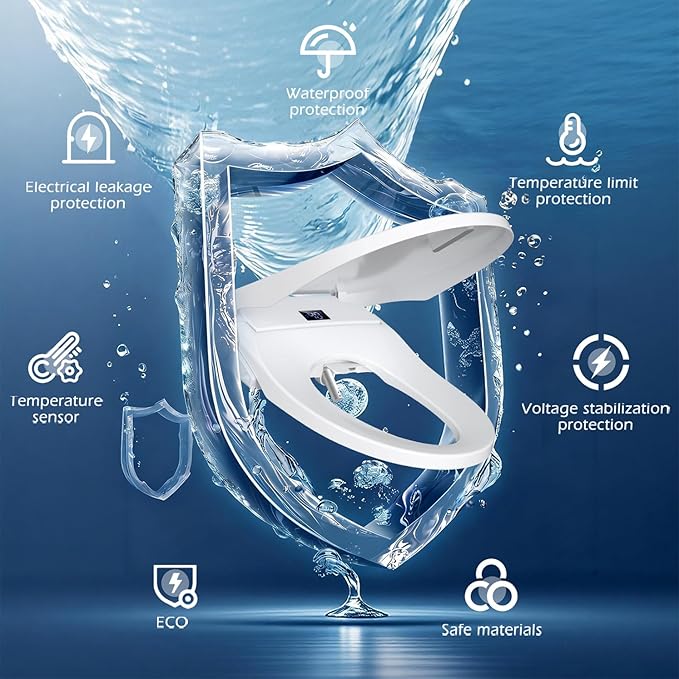 GAICOM Bidet Toilet Seat Elongated, Electric Smart Heated Toilet Seat with Instant Warm Water & Dryer, Multiple Cleaning Modes, Remote Control, Self-Clean Nozzle, Soft Closed Toilet Lid, Night Light