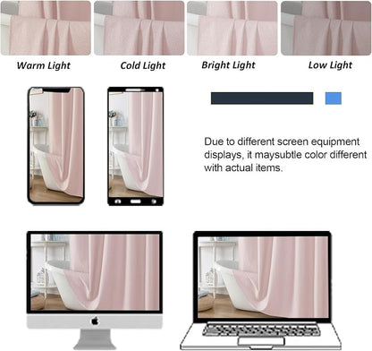 Pink Shower Curtain for Bathroom 96 Inches Extra Long, Elegant 3D Embossed Textured Fabric Shower Curtains, Water Repellent, Machine Washable, Hotel Style, 72" W x 96" L, Pink
