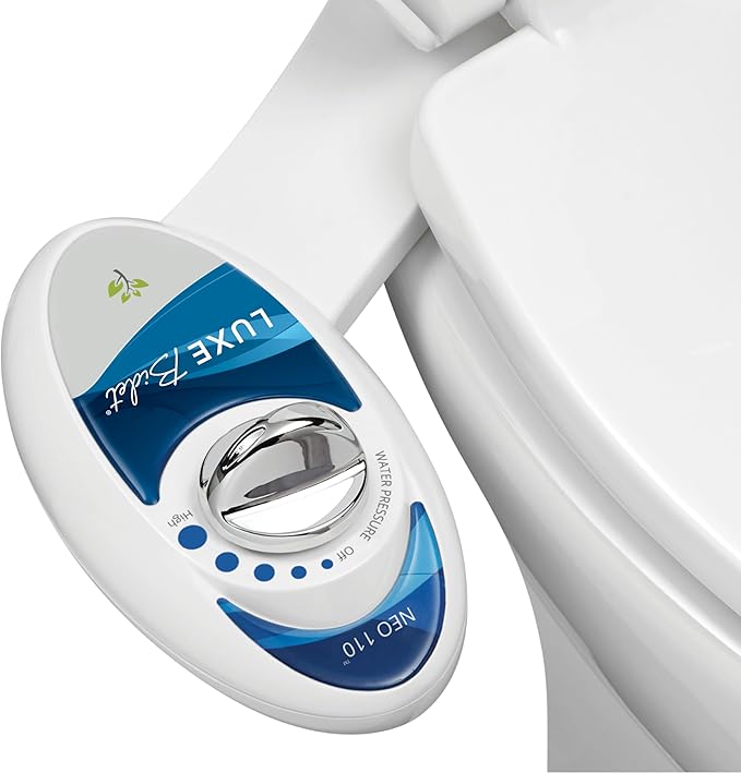 LUXE Bidet NEO 110 - Single Nozzle, Non-Electric Bidet Attachment for Toilet Seat, Adjustable Water Pressure, Rear Wash (Blue)