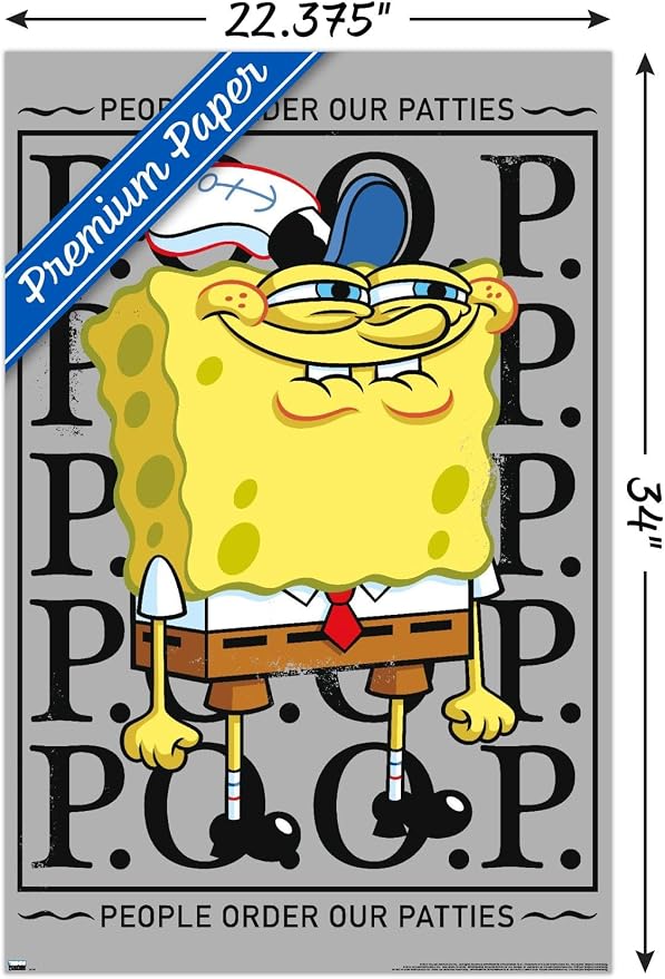 Trends International Nickelodeon Spongebob - P.O.O.P. Wall Poster, 34L x 22.4W, Premium Poster & Mount Bundle