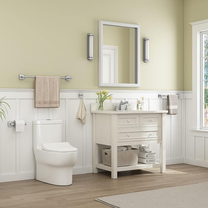 Suyar Bathroom Hardware Set Brushed Nickel, Bathroom Accessories 4 Pieces | Include Robe Hook, Toilet Paper Holder, Hand Towel Holder, Towel Bar, SUS304 Stainless Steel, Wall Mounted
