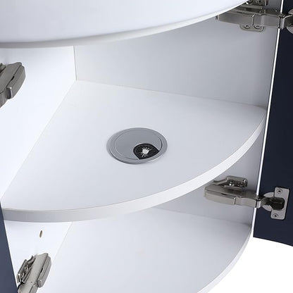 Malwee 13 Inch Wall-Hung Vanity, Corner Vanity, 13'' Floating Bathroom Vanity with Sink, with 1 Door and White Ceramic Basin Sink Top (053-13)