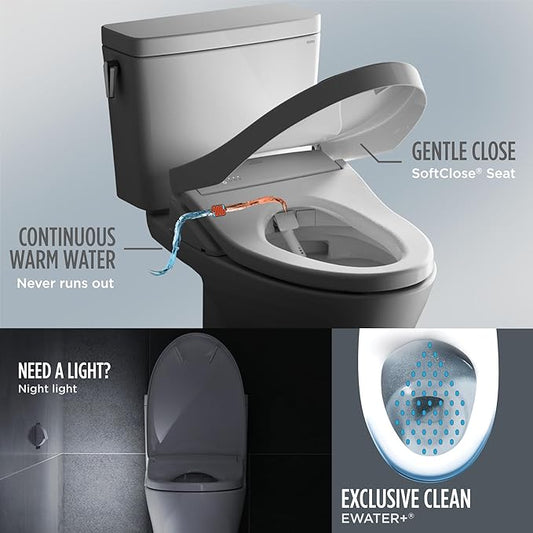 TOTO® S7 WASHLET® Electronic Bidet Toilet Seat with EWATER+® Bowl and Wand Cleaning and Classic Lid, Round, Cotton White - SW4725#01