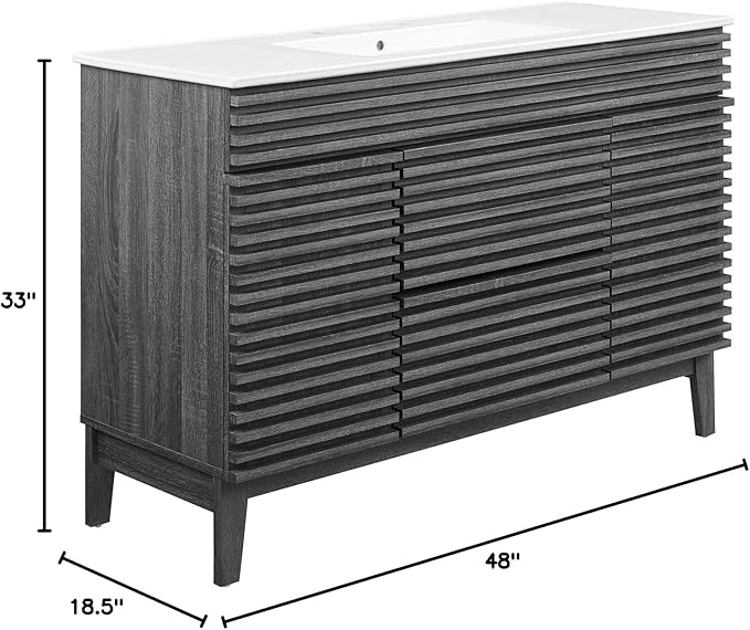 Modway Render 48" Single Bathroom Vanity in Charcoal White