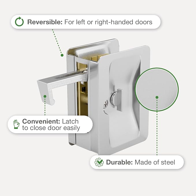 Richelieu Onward Privacy Pocket Door Pull, Rectangular, Brushed Chrome