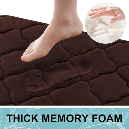 OLANLY Memory Foam Bath Mat Rug 40x32, Ultra Soft and Absorbent Bathroom Rugs, Non-Slip, Comfortable, Machine Washable Bath Carpet for Bathroom Floor, Tub, Shower and Home Decor Accessories, Brown