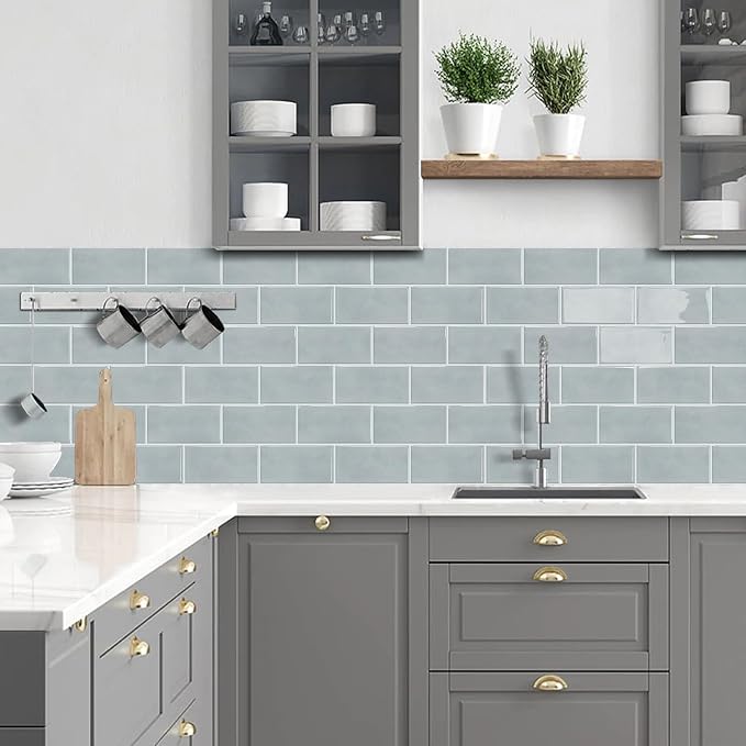 STICKGOO 10-Sheet Subway Tile Peel and Stick Backsplash, Self Adhesive Vinyl Wall Tiles, Stick on Backsplash for Kitchen and Bathroom(Thicker Design)