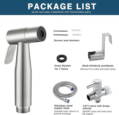 Premium Handheld Bidet Spray for Toilet | Adjustable Water Pressure | Leak-Proof Stainless Steel Toilet Bedit Sprayer | Muslim Shower | Cloth Diaper Washer Extra 1 Bidet Sprayer