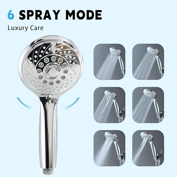 Outdoor Shower Kit Fixture Dual Handle Solid Brass 4 Inch Center Mix Valve with 59 Inch Hose and Showerhead Outdoor Shower System with ABS 6 Spray Mode Handheld Chrome Polish