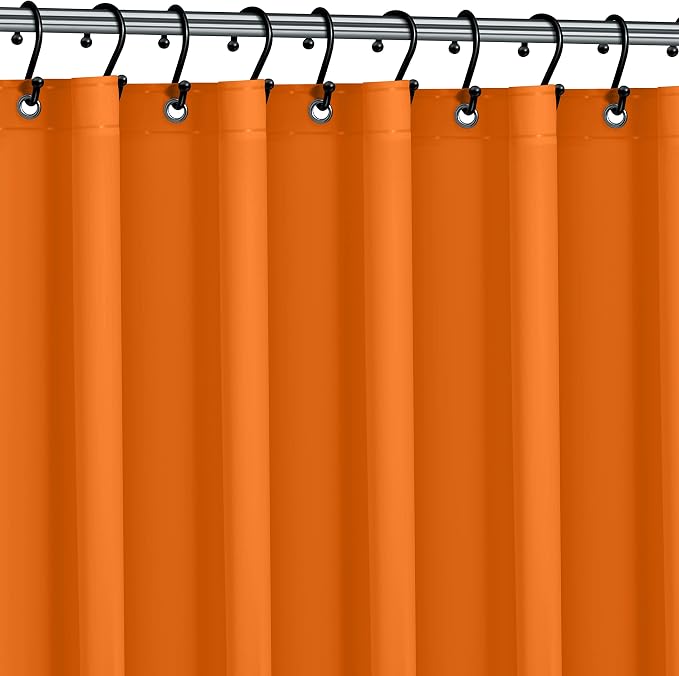 No Smell Shower Curtain Liner 72x72 Orange - PEVA Plastic Shower Curtain for Bathroom, PVC-Free Waterproof Orange Shower Liner with Metal Grommets and Magnet-Weighted Bottom Hem - Washable Liner