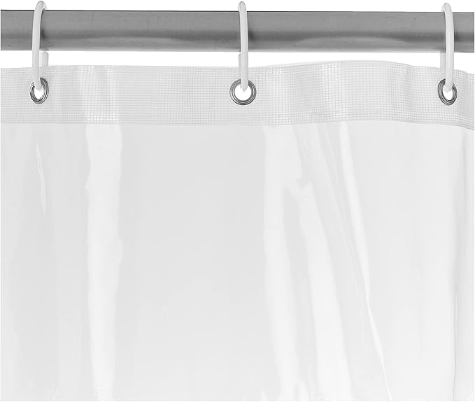 Amazon Basics 8-Gauge PEVA Shower Curtain or Liner with Mesh Storage Pockets - 72" x 72", Clear (Pack of 10)