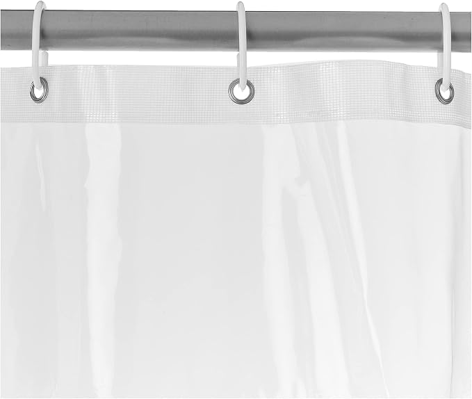 Amazon Basics 8-Gauge PEVA Shower Curtain or Liner with Mesh Storage Pockets - 72" x 72", Clear (Pack of 10)