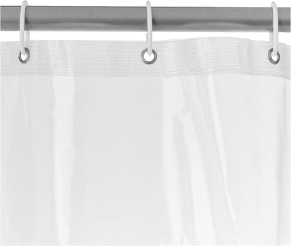 Amazon Basics 8-Gauge PEVA Shower Curtain or Liner with Mesh Storage Pockets - 72" x 72", Clear (Pack of 10)
