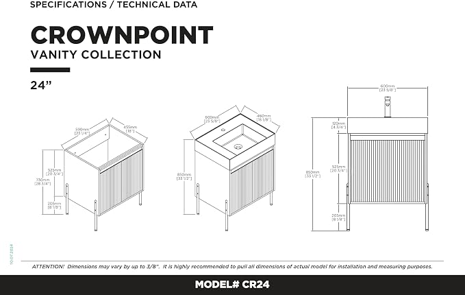 Crownpoint 24 Inch Bathroom Vanity with Sink, White Sink, Bright Oak Finish, Full Assembly Required, Elegant Bathroom Vanities for Modern Homes