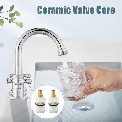 3 Hole Bathroom Sink Faucet Widespread Metal Label Polish Chrome | High-Arc Swivel Spout,Pop Up Drain,Cross Handle,cUPC Hose,for 6-16″Centerset Basin,Farmhouse,RV,Vanity,Lavatory 8" Mixer Tap