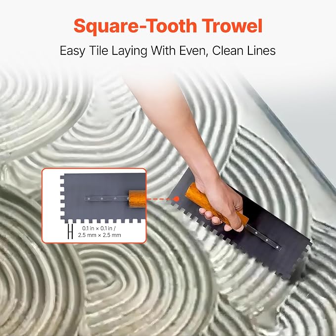 VEVOR Shower Curb Kit, 48 x 48 in Watertight Shower Curb Overlay with 4 in PVC Center Bonding Flange, 4 in Stainless Steel Grate, 2 Cuttable Shower Curbs Trowel and Shower Pan Slope Stick for Bathroom