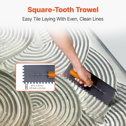 VEVOR Shower Curb Kit, 48 x 48 in Watertight Shower Curb Overlay with 4 in PVC Center Bonding Flange, 4 in Stainless Steel Grate, 2 Cuttable Shower Curbs Trowel and Shower Pan Slope Stick for Bathroom