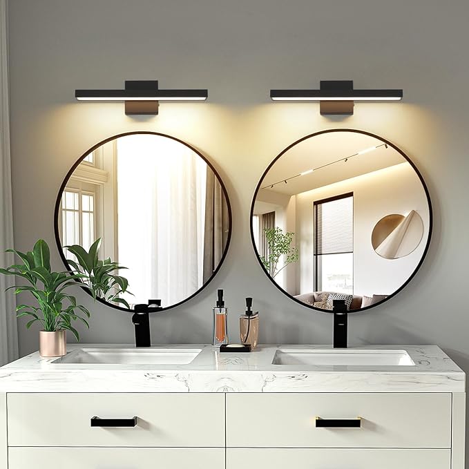 Joosenhouse Black Vanity Light for Bathroom 5CCT Dimmable LED Bath Light | Modern Bathroom Light Bar for Makeup Mirror 16.53 Inch 16W