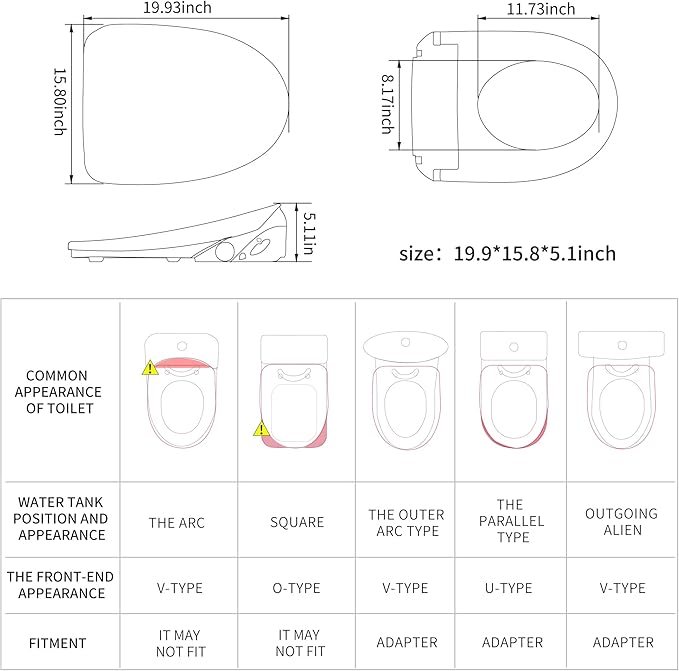 X1 Electric Bidet Seat for Elongated Toilets with Remote Control- Electronic Heated Toilet Seat with Endless Warm Water and Multifunctional Wash Functions，White，Easy Installation