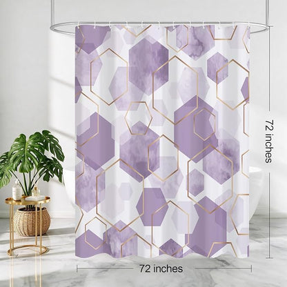 Litabel Lavender Geometric Shower Curtain for Bathroom, 72x72 | Lavender Modern Minimalist Shower Curtains, Geometric Art Print Abstract Waterproof Bathroom Curtain
